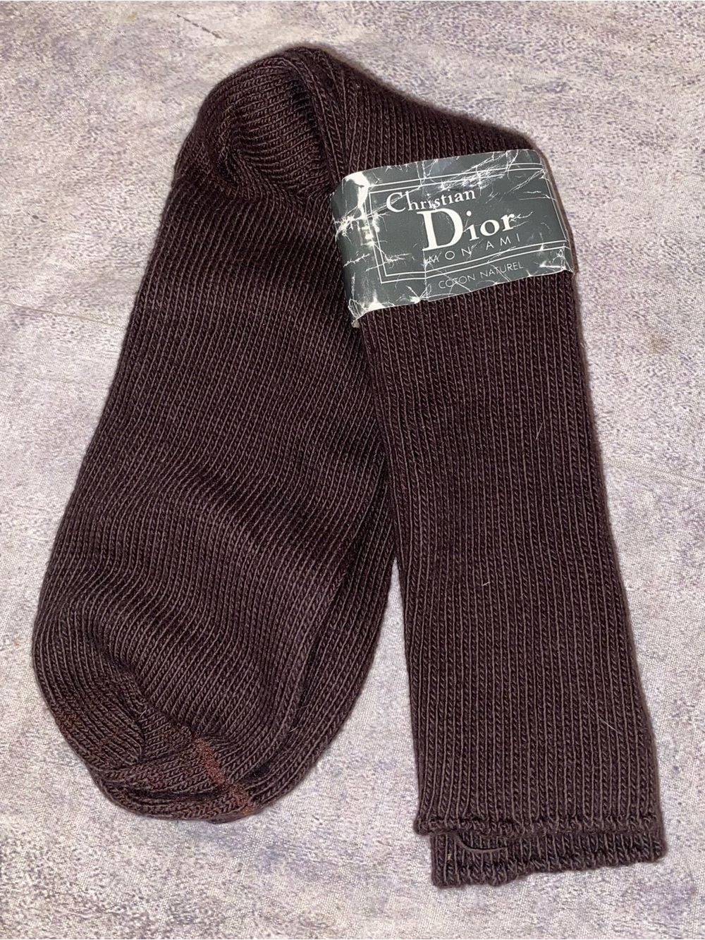 Vintage Christian Dior Cotton Blend Casual Dress Socks Chocolate Brown 80s 90s
